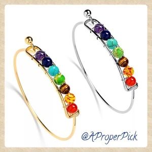 Rainbow Chakras Gold & Silvertone Bangles